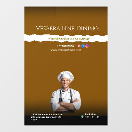 Brown Black Chef Restaurants and Food Lovers Fensteraufkleber