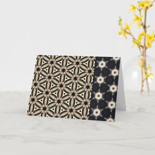 Brown Black Chic Trendy Pattern Karte (Gelbe Blume)