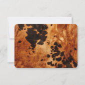 Brown Black Cowhide Cowboy Cowgirl Wedding RSVP (Rückseite)