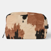 Brown Black Cream Cowgirl Südwest Cowhide Waschbeutel (Rückseite)