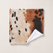 Brown Black Cream Cowhide Badhandtuch Set (Waschlappen)