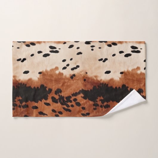 Brown Black Cream Cowhide Badhandtuch Set (Handtuch)