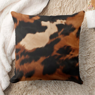 Brown Black Cream Cowhide Kissen