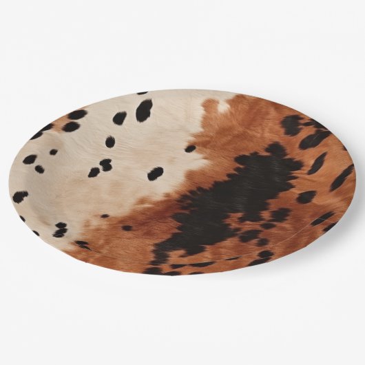 Brown Black Cream Cowhide Pappteller (Schrägansicht)