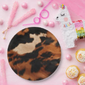 Brown Black Cream Cowhide Pappteller (Party)