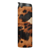 Brown Black Cream Faux Cow Print Thermosbecher (Nach rechts gedreht)