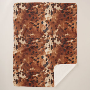 Brown Black Cream Imitats Cowhide Sherpadecke