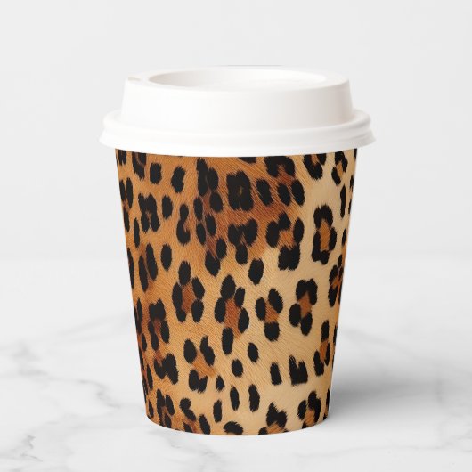 Brown Black Cream Leopard Print Pappbecher (Rückseite)