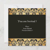 BROWN BLACK DAMASK PARKMONOGRAMM, weiß Einladung (Rückseite)
