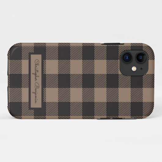 Brown Black Gingham Buffalo Kariertes Bauernhaus Case-Mate iPhone Hülle (Rückseite (Horizontal))
