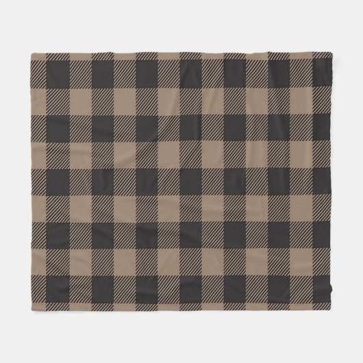 Brown Black Gingham Buffalo Kariertes Bauernhaus Fleecedecke (Vorderseite (Horizontal))