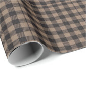 Brown Black Gingham Buffalo Kariertes Bauernhaus Geschenkpapier (Rolleneckpunkt)