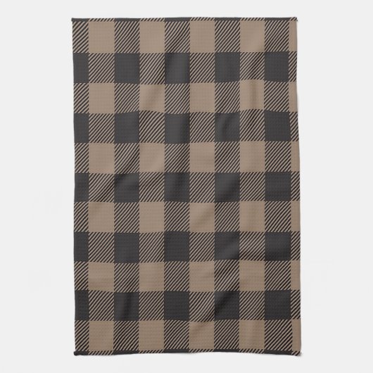 Brown Black Gingham Buffalo Kariertes Bauernhaus Geschirrtuch (Vertikal)