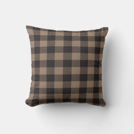 Brown Black Gingham Buffalo Kariertes Bauernhaus Kissen