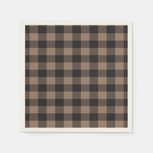 Brown Black Gingham Buffalo Kariertes Bauernhaus Serviette (Vorderseite)