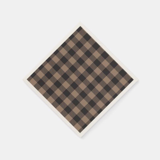 Brown Black Gingham Buffalo Kariertes Bauernhaus Serviette (Ecke)
