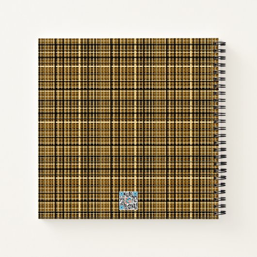 Brown Black Gold Kariert Sketchbook Journal Notizblock (Rückseite)