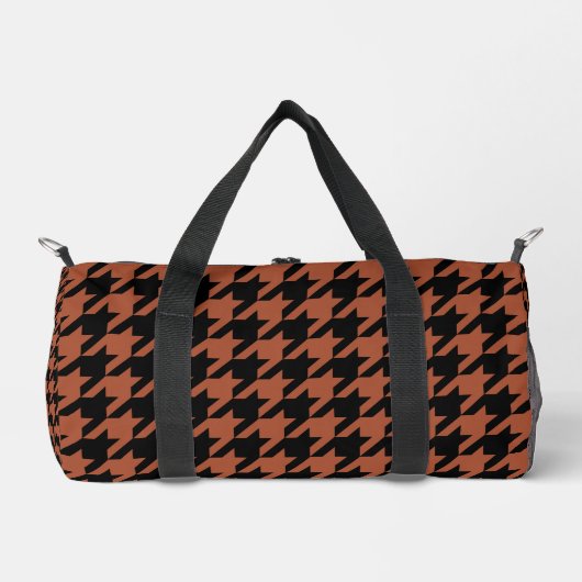 Brown Black Hahnentrittmuster Karo Duffle Bag (Vorderseite)