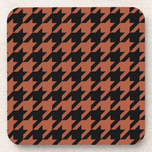 Brown Black Hahnentrittmuster Karo Getränkeuntersetzer (Vorderseite)