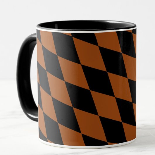 Brown Black Harlequin Diamonds Checkers Design  Tasse