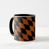 Brown Black Harlequin Diamonds Checkers Design  Tasse (Vorderseite Links)
