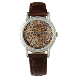 Brown Black Leopard Print Armbanduhr