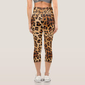 Brown Black Leopard Print Capri Leggings (Rückseite)