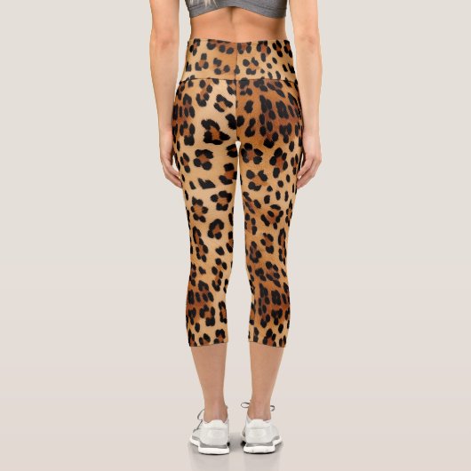 Brown Black Leopard Print Capri Leggings (Rückseite)