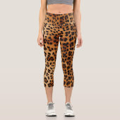 Brown Black Leopard Print Capri Leggings (Vorderseite)
