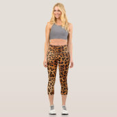Brown Black Leopard Print Capri Leggings (Vorderseite)