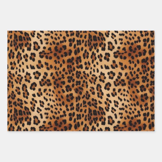 Brown Black Leopard Print Geschenkpapier Set (Vorderseite)