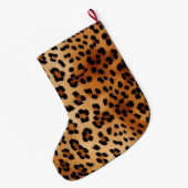 Brown Black Leopard Print Großer Weihnachtsstrumpf (Rückseite (Hängend))