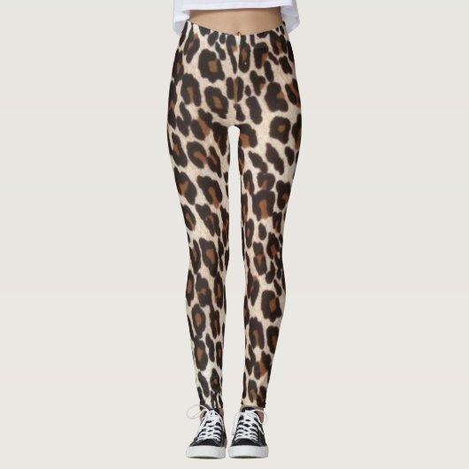 Brown Black Leopard Print Leggings (Vorderseite)