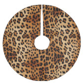Brown Black Leopard Print Polyester Weihnachtsbaumdecke (Vorderseite)