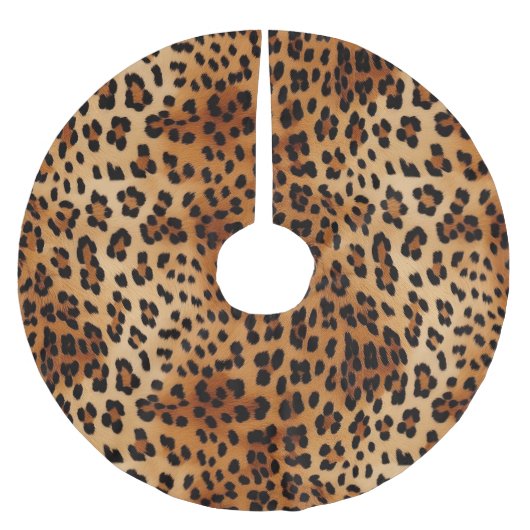 Brown Black Leopard Print Polyester Weihnachtsbaumdecke (Vorderseite)