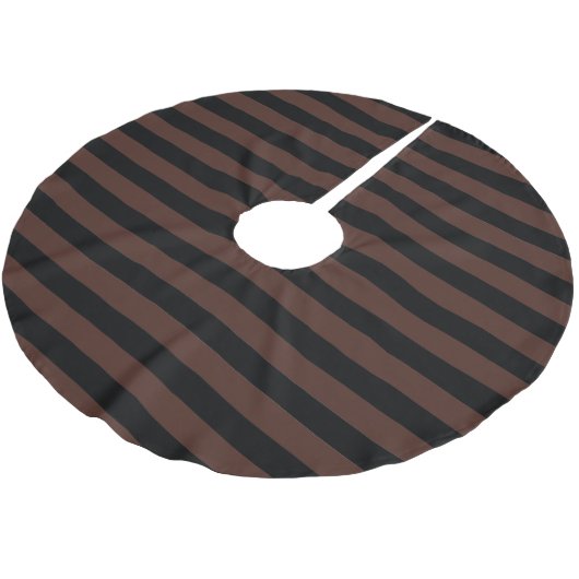 Brown Black Parallel Stripes Weihnachten Polyester Weihnachtsbaumdecke (Schrägansicht)