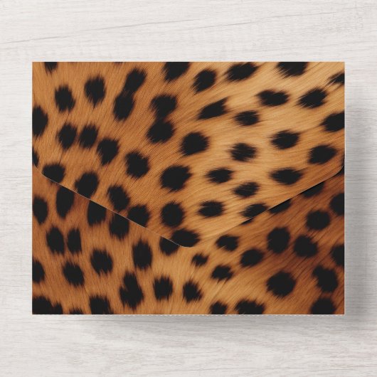 Brown Black Safari Cheetah Leopard Tier All In One Einladung (Rückseite)
