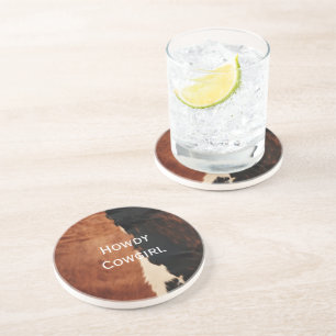 Brown Black Southwest Imitats Cowhide Getränkeuntersetzer