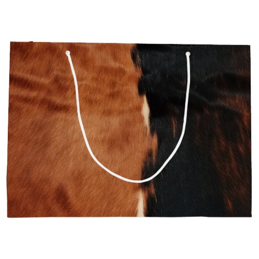 Brown Black Southwest Imitats Cowhide Große Geschenktüte (Rückseite)