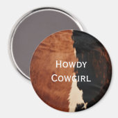 Brown Black Southwest Imitats Cowhide Magnet (Vorderseite/Rückseite)