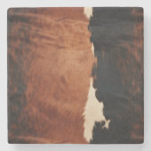 Brown Black Southwest Imitats Cowhide Steinuntersetzer (Vorderseite)
