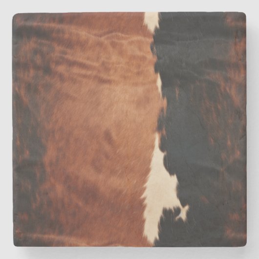 Brown Black Southwest Imitats Cowhide Steinuntersetzer (Vorderseite)