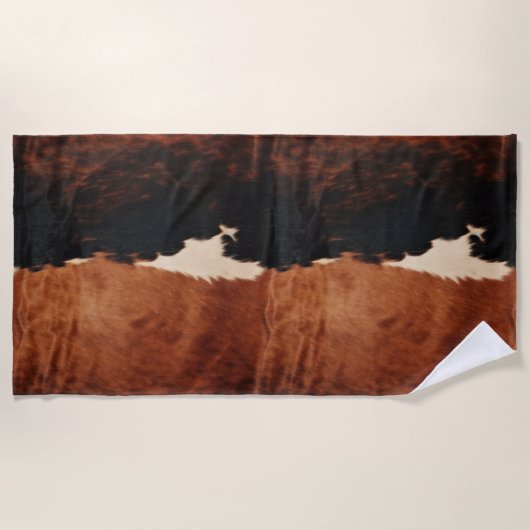 Brown Black Southwest Imitats Cowhide Strandtuch (Vorderseite)