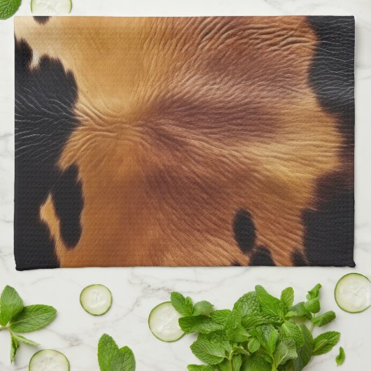 Brown Black Südwest Cowhide Geschirrtuch (Gefaltet)