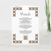 Brown Black Ukrainian Embroidery QR Code Wedding Einladung (Rückseite)