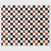 Brown Black White Checkered Pattern Design  Geschenkpapier (Flach)