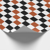 Brown Black White Checkered Pattern Design  Geschenkpapier (Ecke)