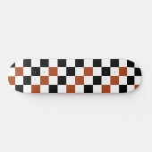 Brown Black White Checkered Pattern Design  Skateboard (Horizontal)