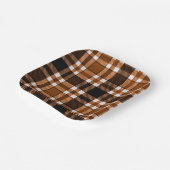 Brown Black White Flannel Tartan Pattern Design  Pappteller (Gewinkelt)