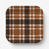 Brown Black White Flannel Tartan Pattern Design  Pappteller (Vorderseite)